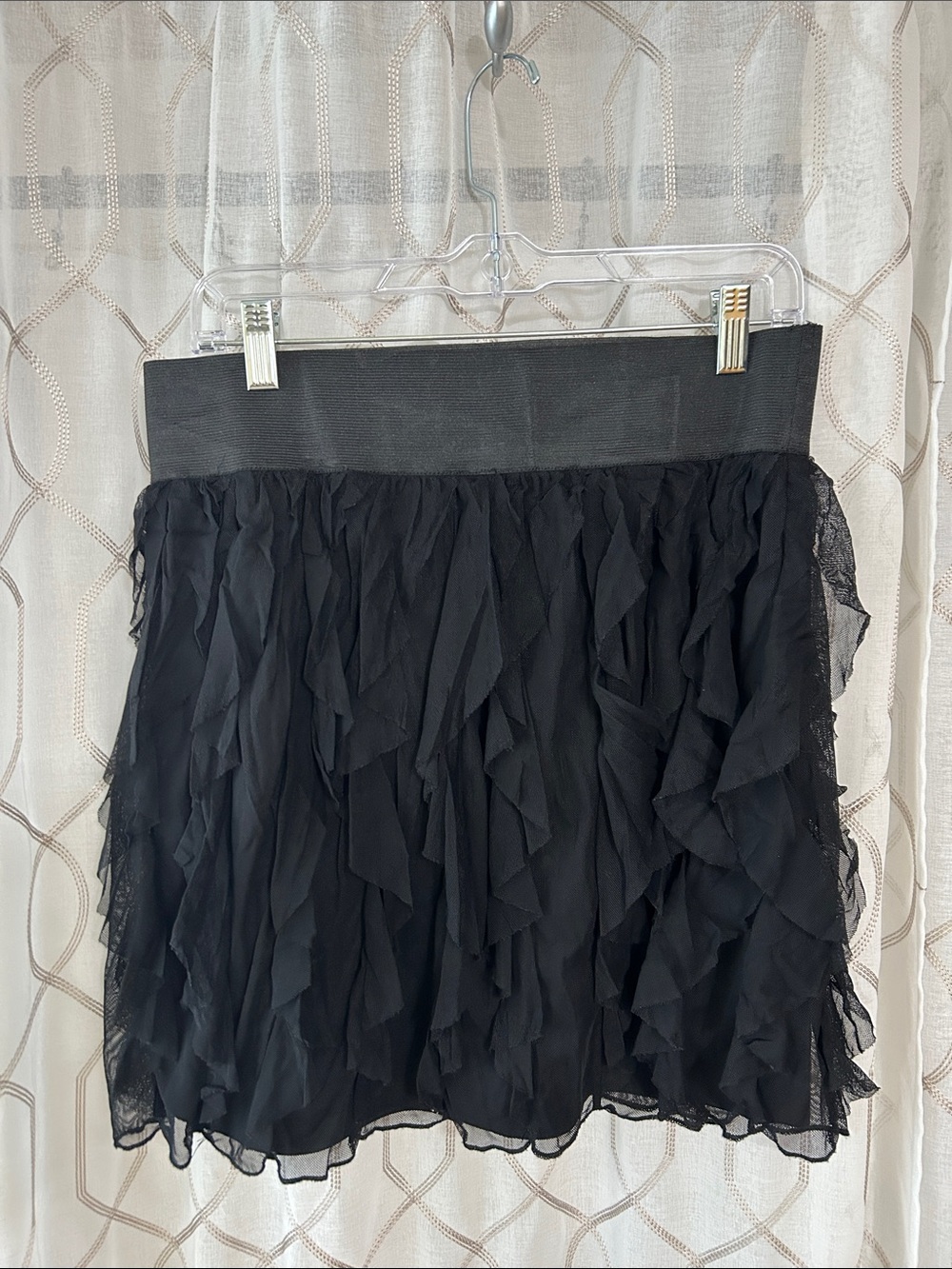 6 degrees Black Ruffle Layered Skater Skirt